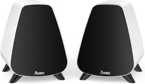 AS31 Active Bookshelf Speakers -2.0 Powered Stereo Compact laptops Desktop Speakers with 3’bass, Bluetooth 5.3, RCA/Optical/subwooder Output, 80W RMSWood for Music, Gaming, Podcasts,dj (White)