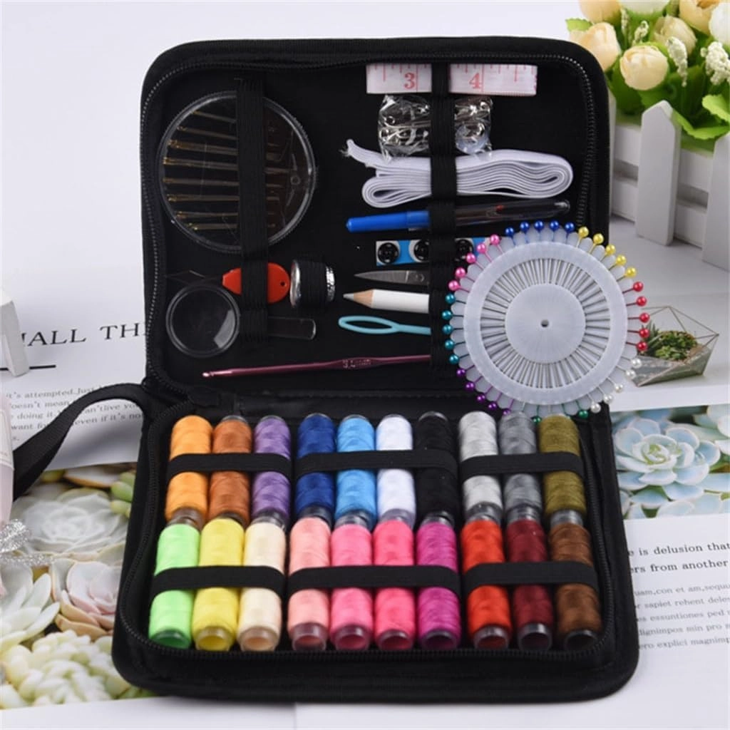 ASWRTYJO Multifunctional Home 113 Piece Tailoring Bag Convenient Large Handle Travel Sewing Needle and Thread Bag