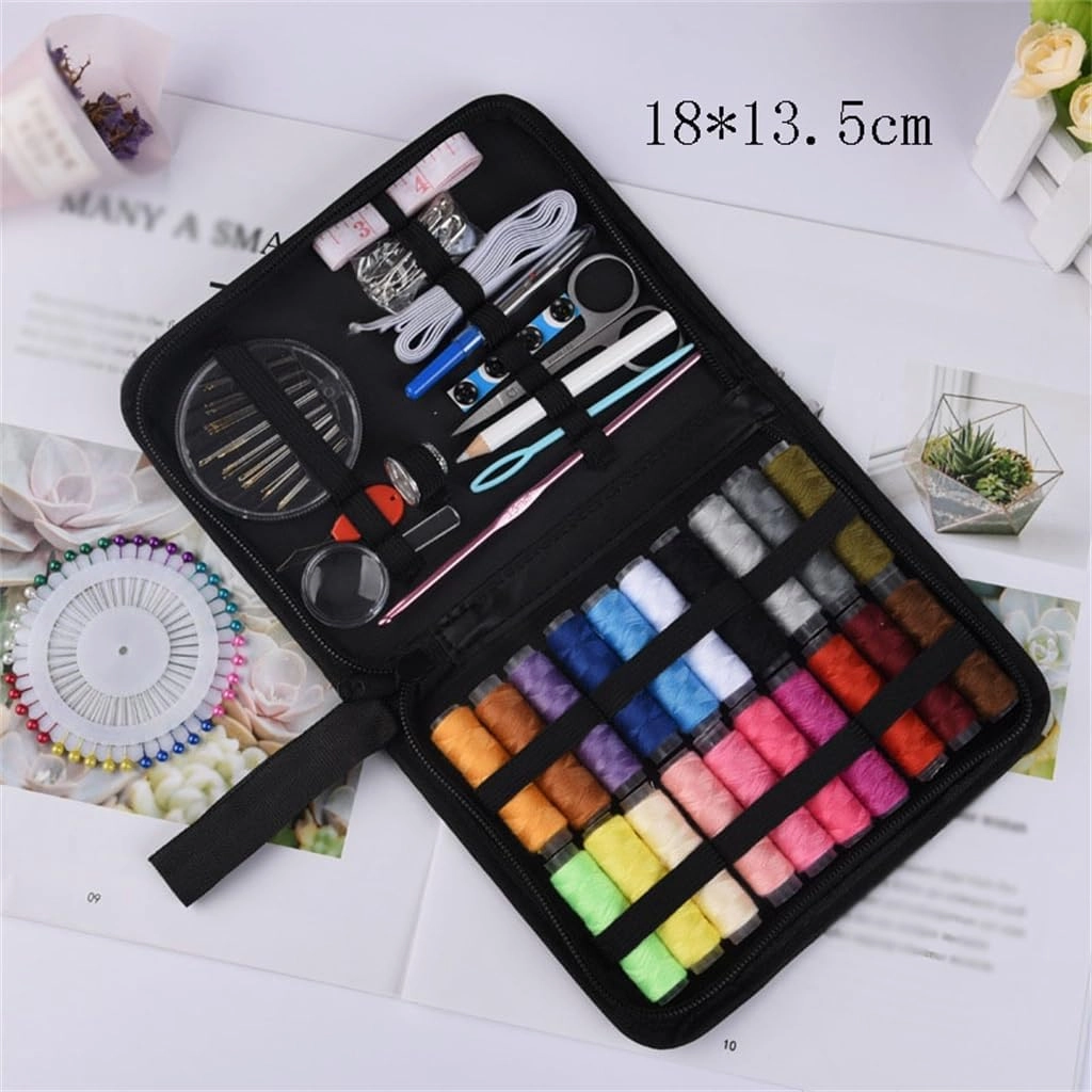 ASWRTYJO Multifunctional Home 113 Piece Tailoring Bag Convenient Large Handle Travel Sewing Needle and Thread Bag