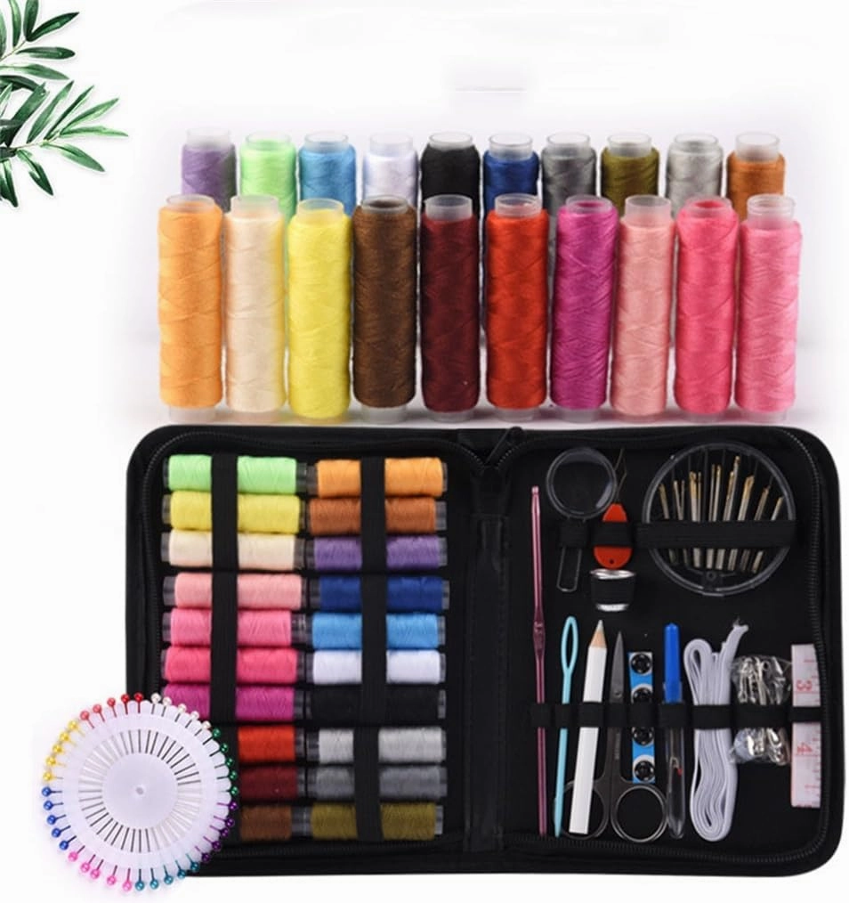 ASWRTYJO Multifunctional Home 113 Piece Tailoring Bag Convenient Large Handle Travel Sewing Needle and Thread Bag