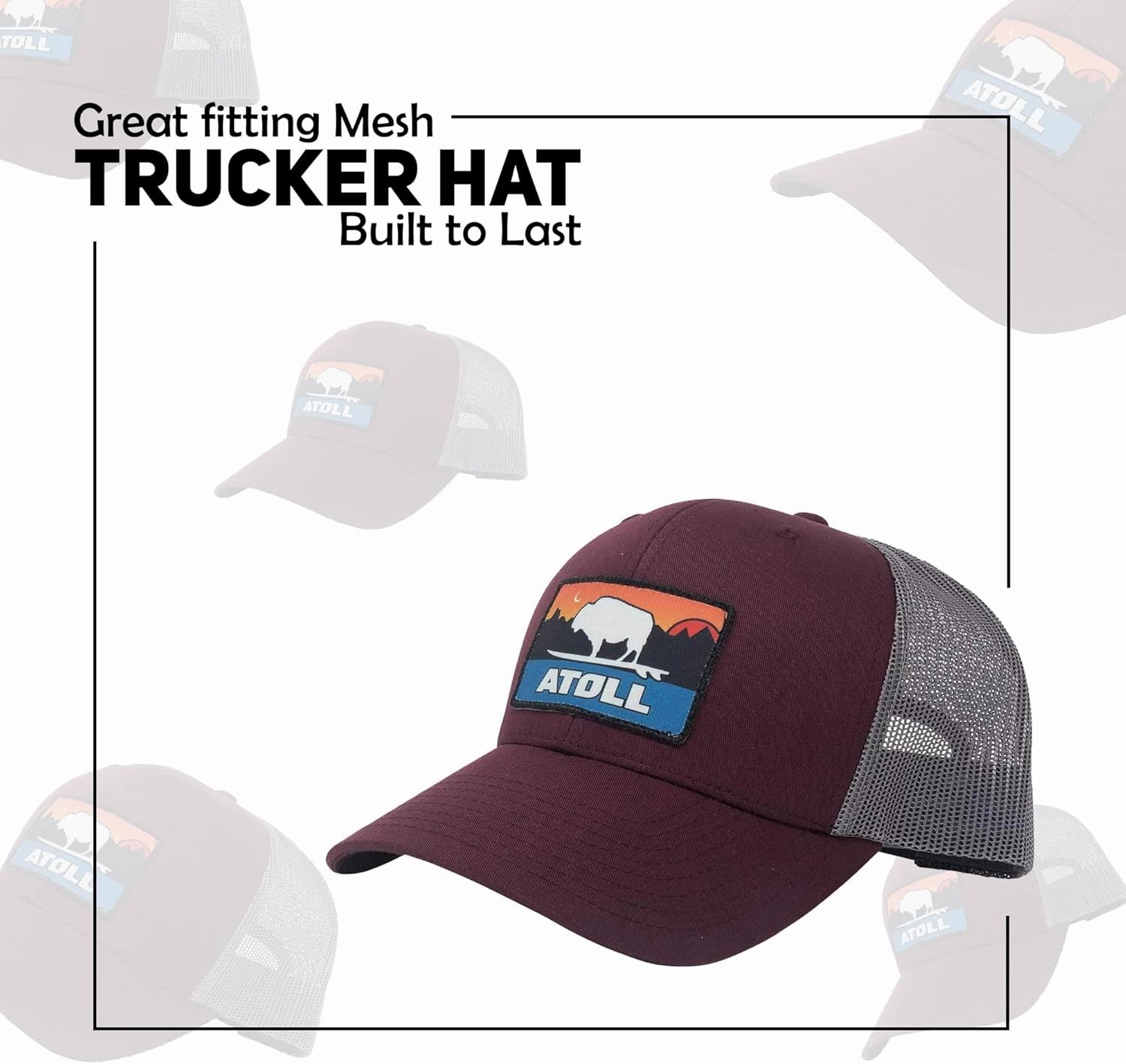 Atoll Trucker Hats - 7 Hole Snapback Closure Baseball Caps, Adjustable Strap, Breathable - One Size Fits Men Women