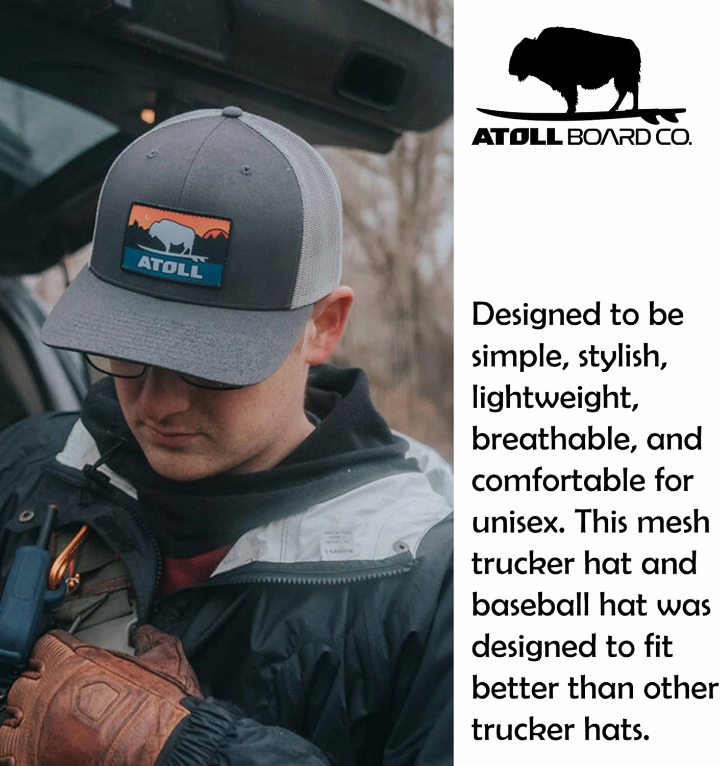 Atoll Trucker Hats - 7 Hole Snapback Closure Baseball Caps, Adjustable Strap, Breathable - One Size Fits Men Women