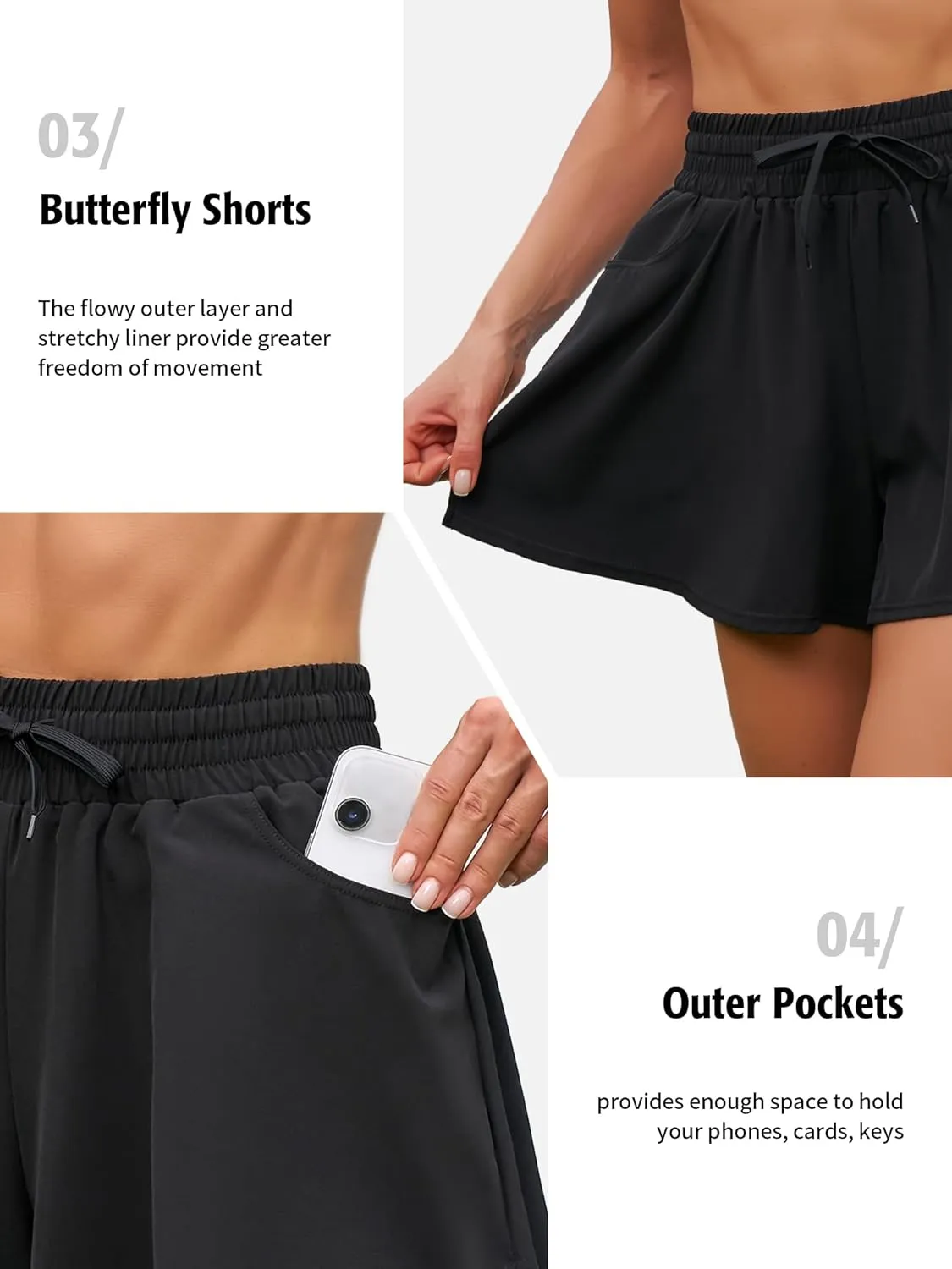 ATTRACO Women's 3" High Waisted Swim Board Shorts Quick Dry Flowy Board Shorts with Pockets
