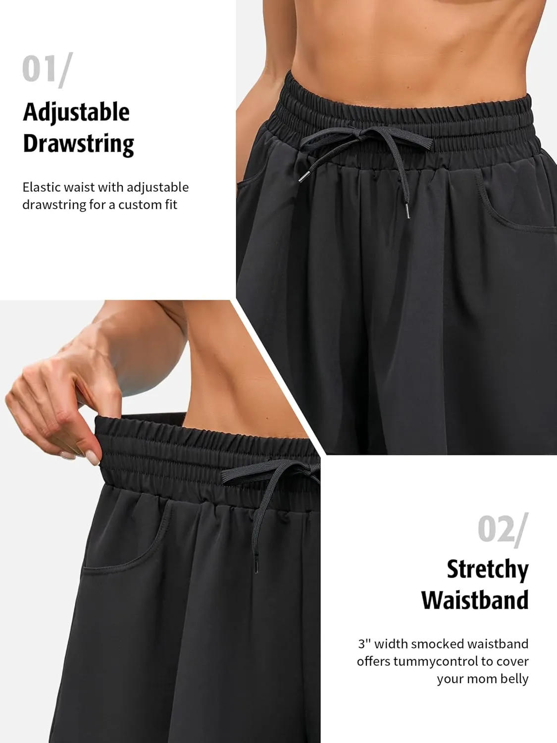ATTRACO Women's 3" High Waisted Swim Board Shorts Quick Dry Flowy Board Shorts with Pockets