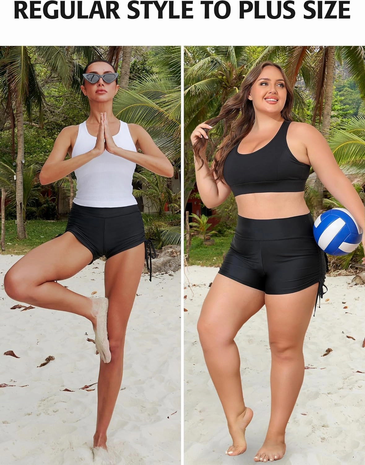 ATTRACO Women Swim Shorts High Waisted Swimsuit Shorts Swim Bottom Board Shorts