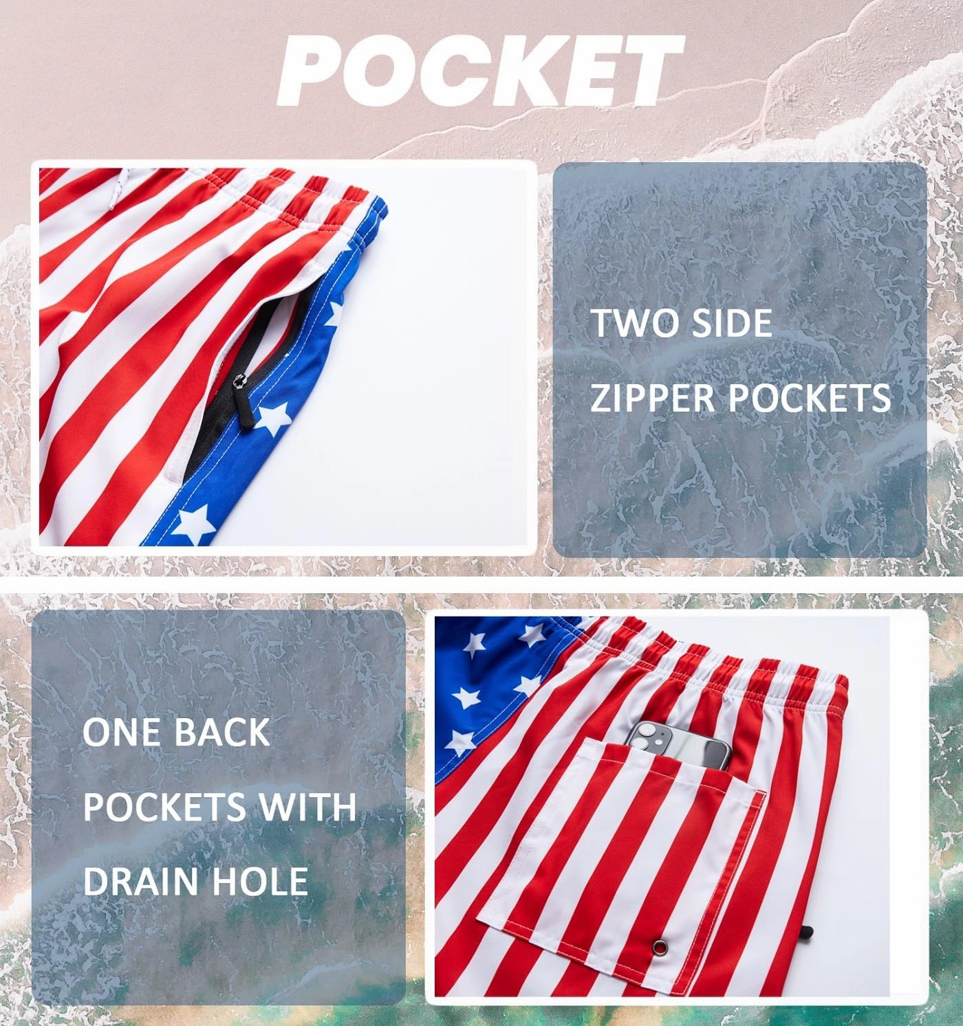 Aueyan Mens Swim Trunks 5.5 inch with Compression Liner Zipper Pockets,Quick Dry Swimsuit Trunks Funny Beach Board Shorts