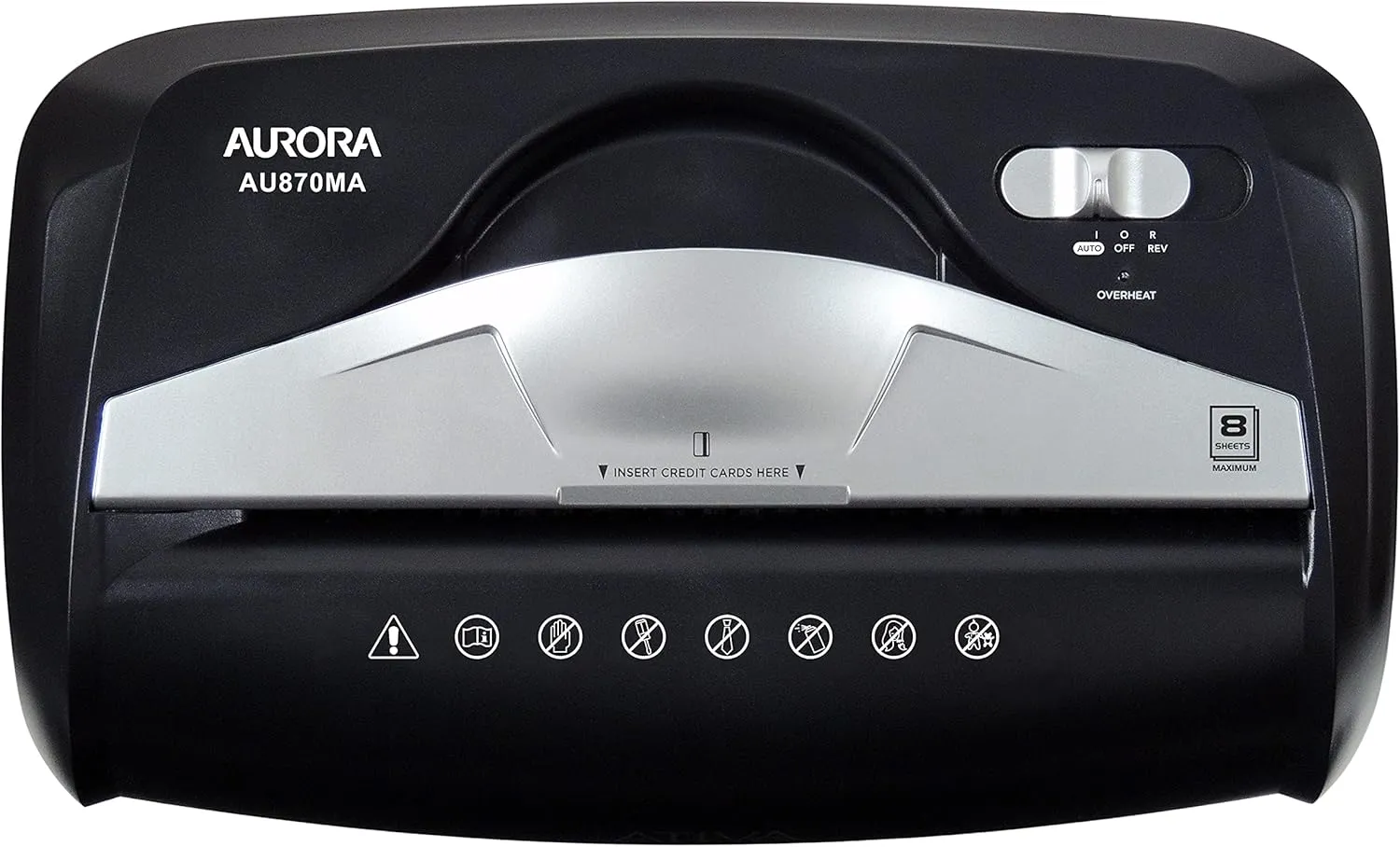 Aurora AU870MA High-Security 8-Sheet Micro-Cut Paper Credit Card Shredder Black