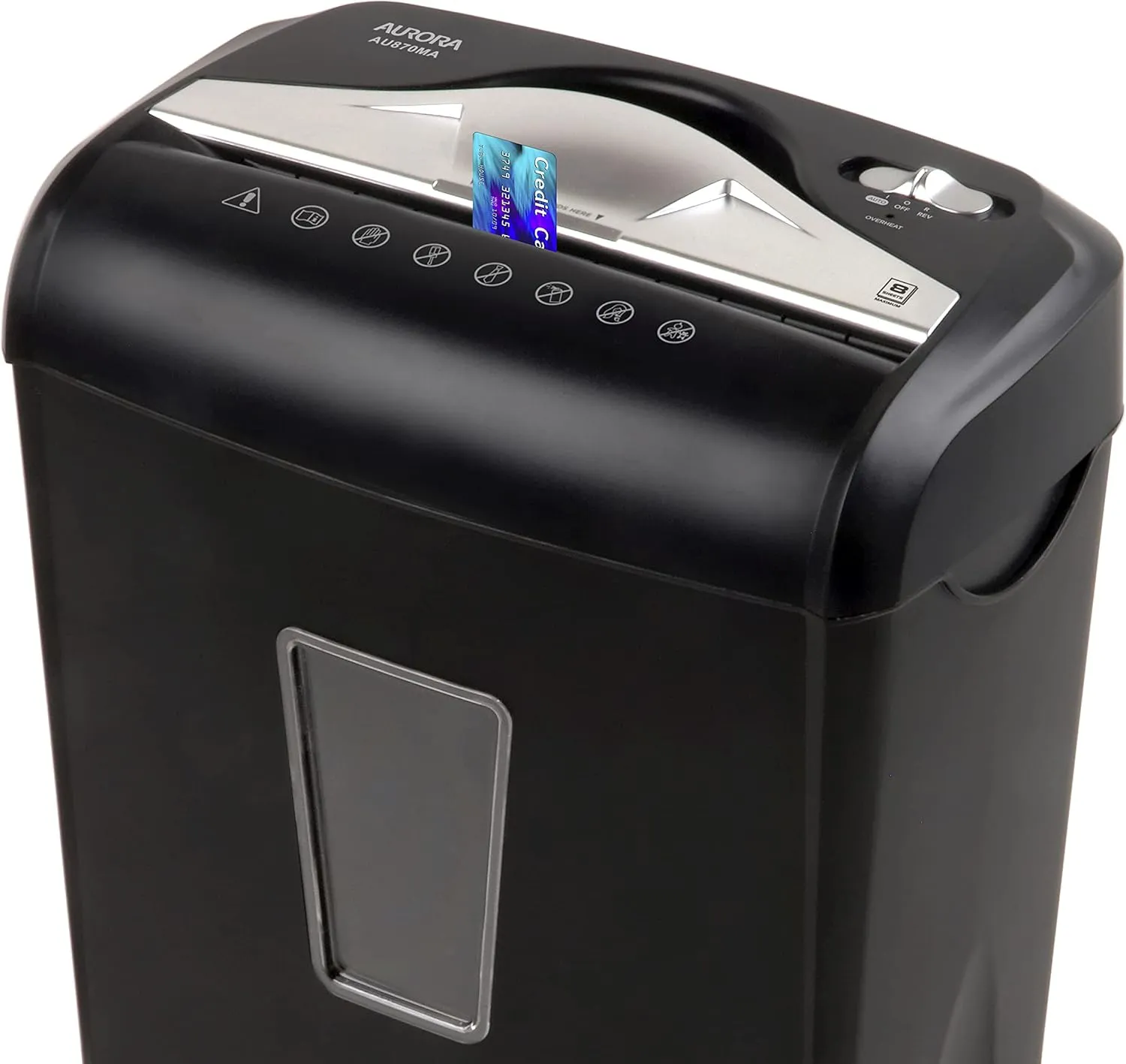 Aurora AU870MA High-Security 8-Sheet Micro-Cut Paper Credit Card Shredder Black