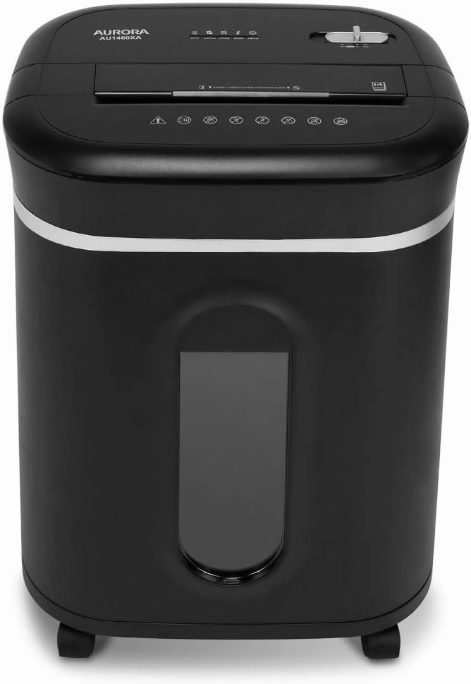 Aurora Anti-Jam 14-Sheet Crosscut Paper/CD and Credit Card Shredder/with 6-Gallon pullout Basket 120 Minutes Continuous Run Time