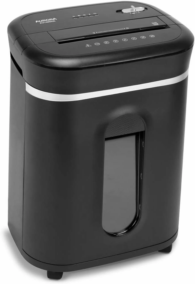 Aurora Anti-Jam 14-Sheet Crosscut Paper/CD and Credit Card Shredder/with 6-Gallon pullout Basket 120 Minutes Continuous Run Time