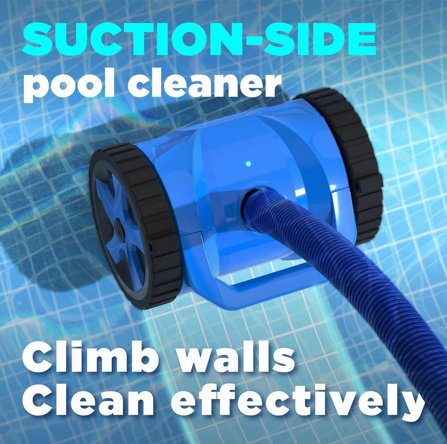 Automatic Turbine Pool Cleaner for Large Inground Pool, Suction-Side Pool Vacuum Cleaner (Basic Set), Blue, SC-PC-2w