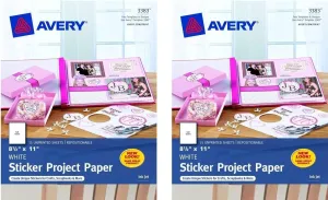 Avery 03383 8-1/2" X 11" Ink Jet Sticker Project Paper 15 Count (Pack of 2)
