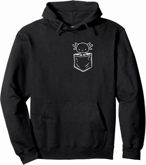 Axolotl Inside Pocket Watching You, Walking Fish Axolotl Pullover Hoodie