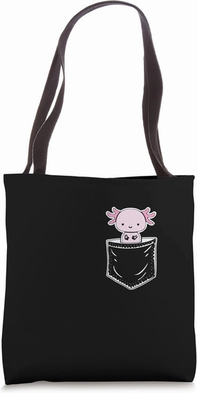 Axolotl Inside Pocket Watching You- Walking Fish Axolotl Tote Bag