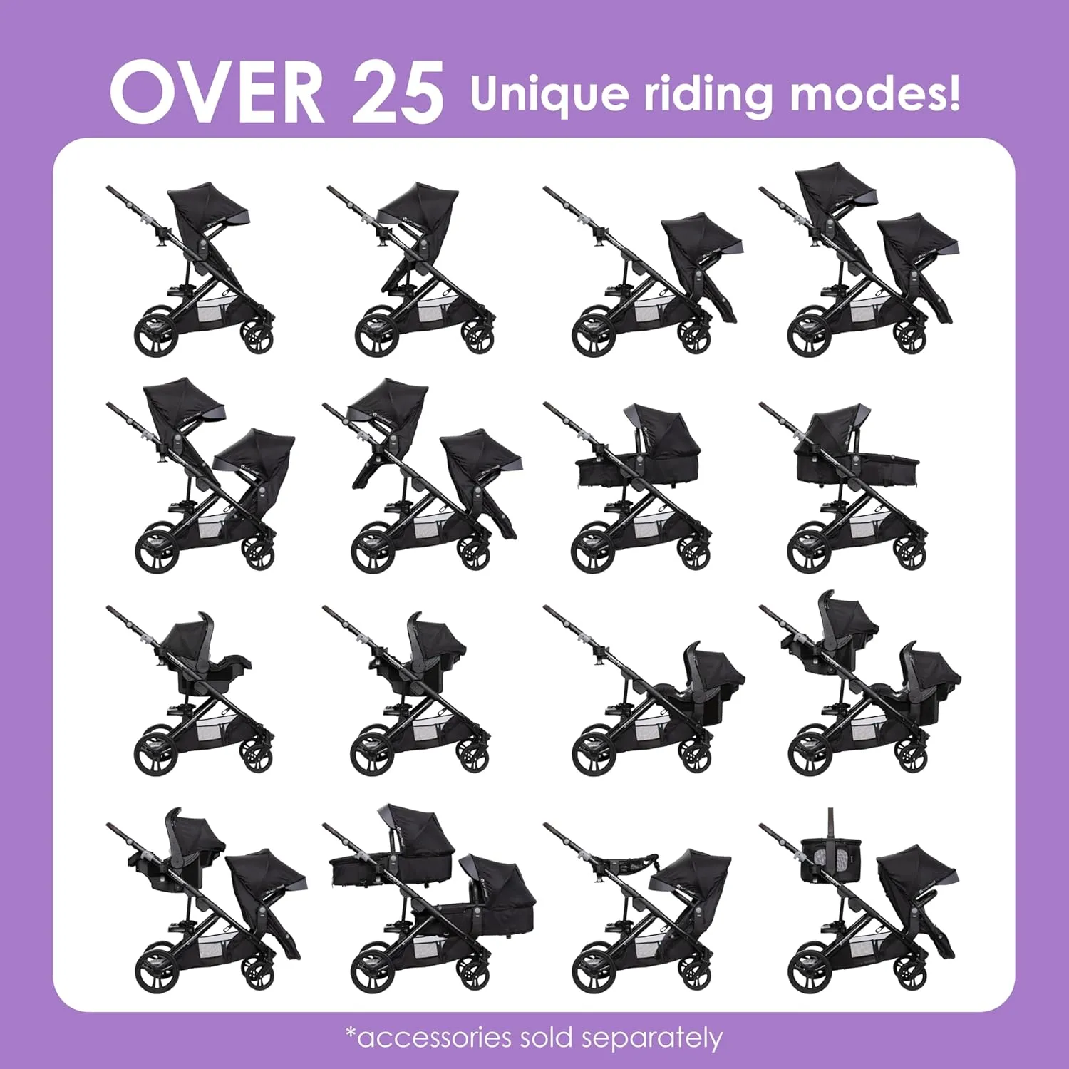 Baby Trend Morph Single to Double Modular Stroller, Dash Grey