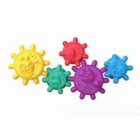 Baby Einstein Gears of Discovery Suction Cup Sensory Toys for Bath, Floor Play, Travel & More, 5pcs Multi-Color, BPA Free, 6 Months 