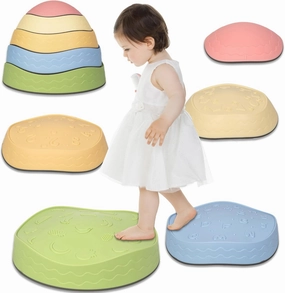 Balance Stepping Stones for Kids – Toddler Sensory Non-Slip 5pcs Set – Fun and Safe Outdoor Toys for Balance and Coordination – Sensory Play Equipment – Toddler Outdoor Playset