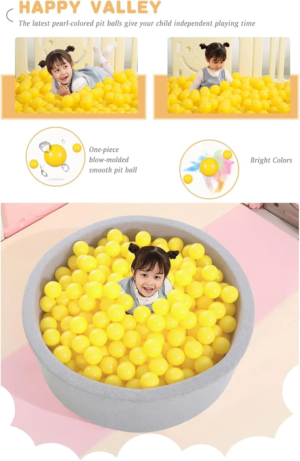 Ball Pit Balls - 2.7inch Plastic Ball Play Balls BPA Free Phthalate Free Non-Toxic Play Balls for Children Ball Pit Party Brithday Ball Pool Tent