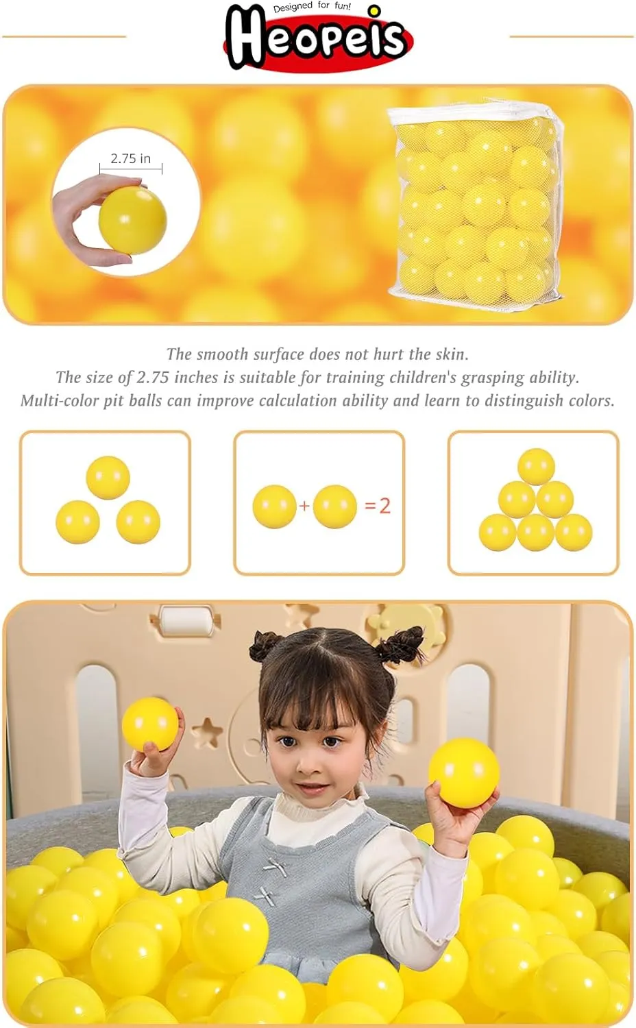 Ball Pit Balls - 2.7inch Plastic Ball Play Balls BPA Free Phthalate Free Non-Toxic Play Balls for Children Ball Pit Party Brithday Ball Pool Tent