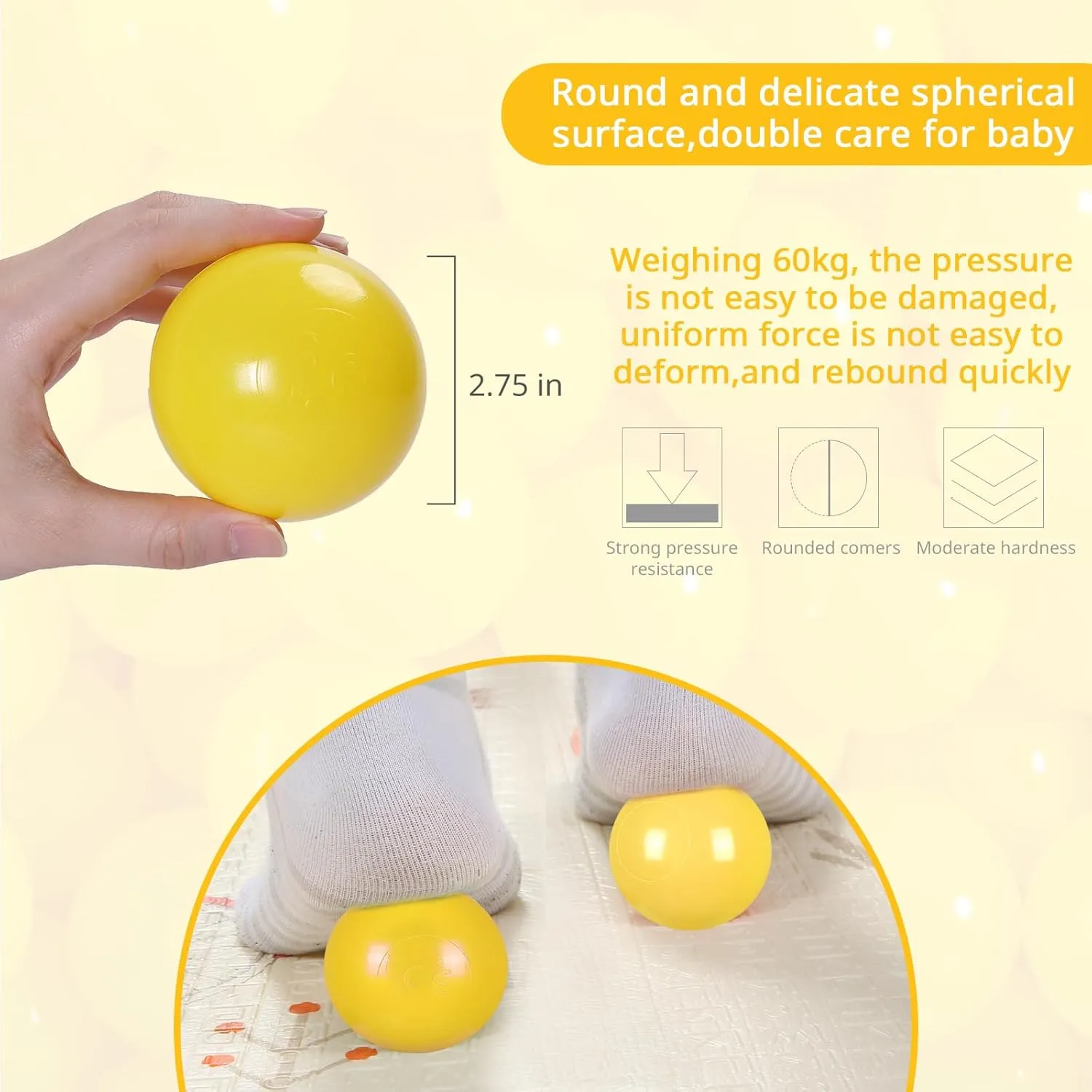 Ball Pit Balls - 2.7inch Plastic Ball Play Balls BPA Free Phthalate Free Non-Toxic Play Balls for Children Ball Pit Party Brithday Ball Pool Tent