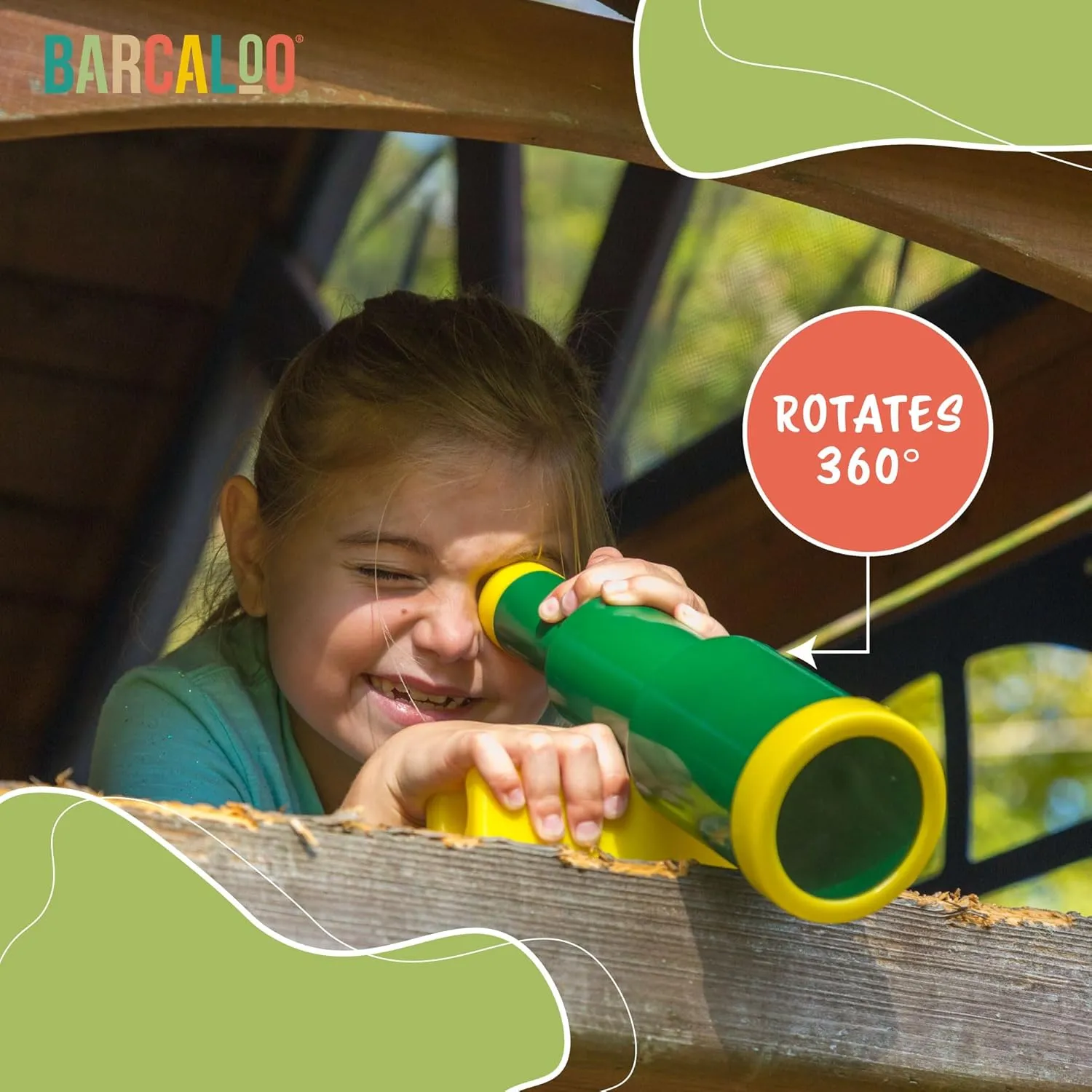 Barcaloo Playground Equipment Bundle Set with Kids Pirate Telescope, Pirate Steering Wheel & Flags, Jungle Gym Playset Accessories for Backyard Swings, Playground Set for Backyards