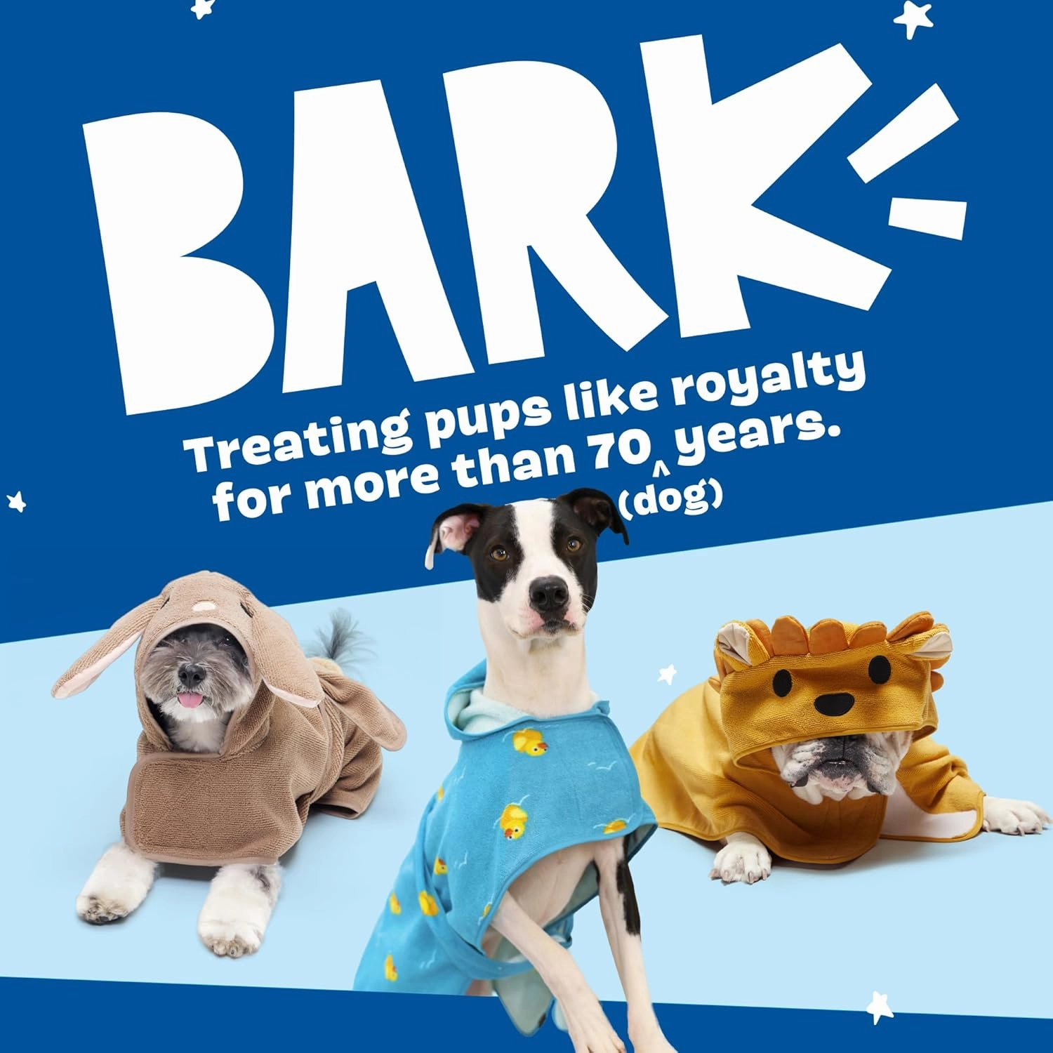 Barkbox Dog Bathrobe Fast Drying with Hook and Loop Closure & Wrap Tie Snuggle, Cute Dogs Clothes, Easy to Clean, Machine Washable, Dog Coats for Small Dogs, Tumble Dry Low - Rhino, Small