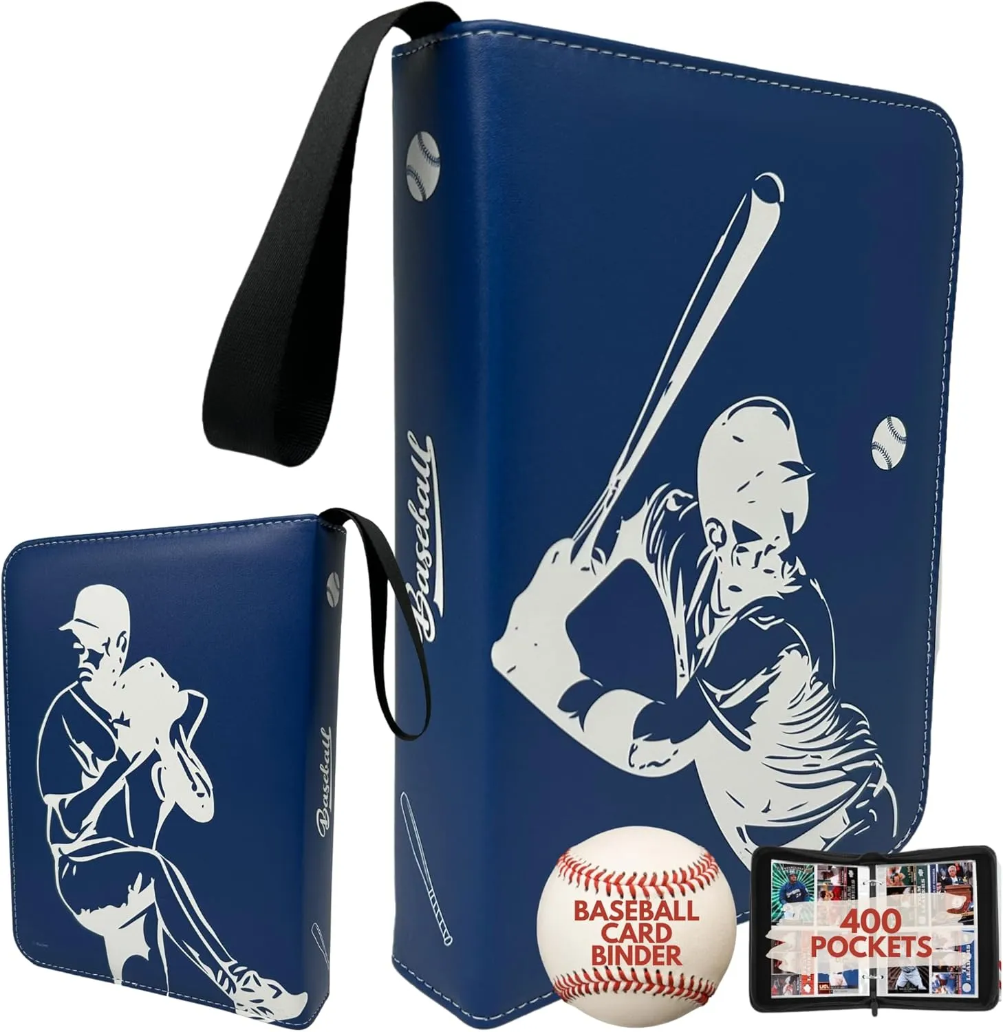 Baseball Card Binder, Trading Card Album with 55 Removable Sleeves Fit 440 Baseball Cards, Compatible with Topps Sports Cards & TCG Collections (Blue)