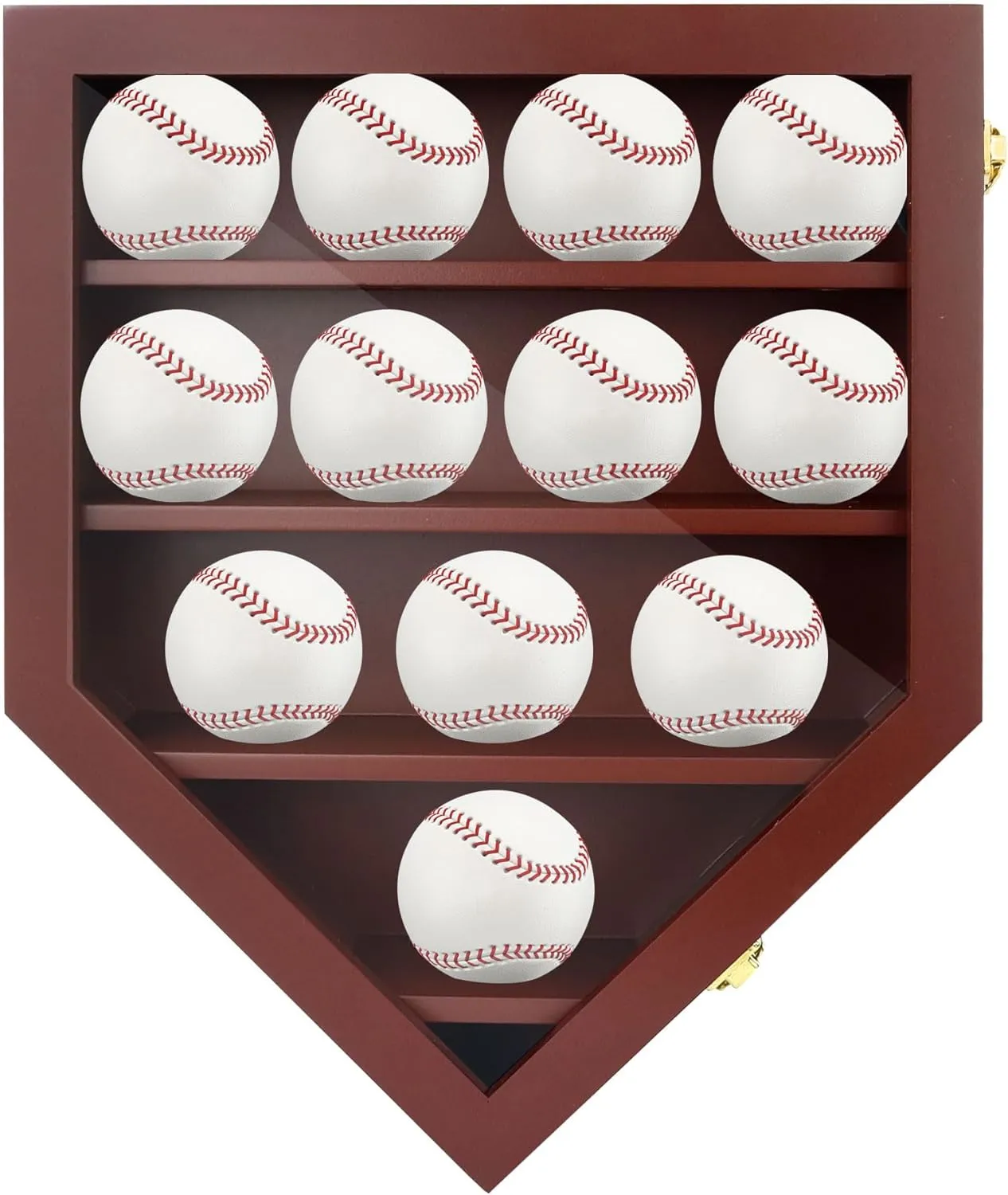 Baseball Display Case & Shadow Box - Lockable Acrylic Door Wall Mount Cabinet for 12 Baseballs - 13x16 Inch Collectible Display Frame for Enthusiasts (Black)