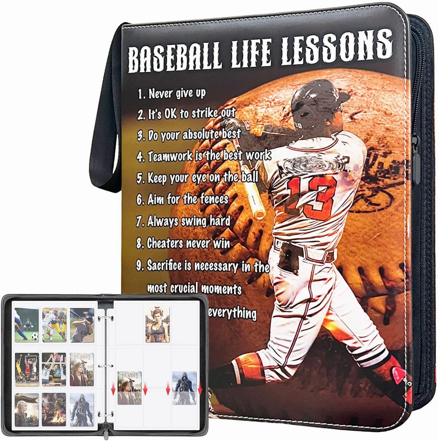Baseball Card Binder with 900 Pockets, Trading Card Binder, 9 pocket card binder, Collectible Trading Card Albums Fits 900 Sport Cards with 50 Removable Sleeves