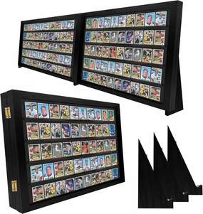 Baseball Card Display Case - Full Tabletop Sports Card Display Frame W/Standing Legs Lockable - Pokemon Card Display for Football & Basketball - Trading Card Display