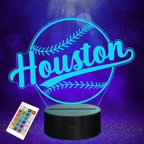 Baseball Gifts, Baseball Night Ligh, 3D Illusion Lamp for Boys Gift 16 Changing Color Remote Control Kids Room Lighting Ball Decor (Houston)