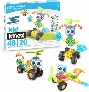 Basic Fun Kid K'NEX | Zoomin' Buddies 20 Model | Kids Craft Set with 48 Pieces | Educational Toys for Kids, Fun and Colourful Building Toys for Boys and Girls, Construction Toys Ages 3 85053