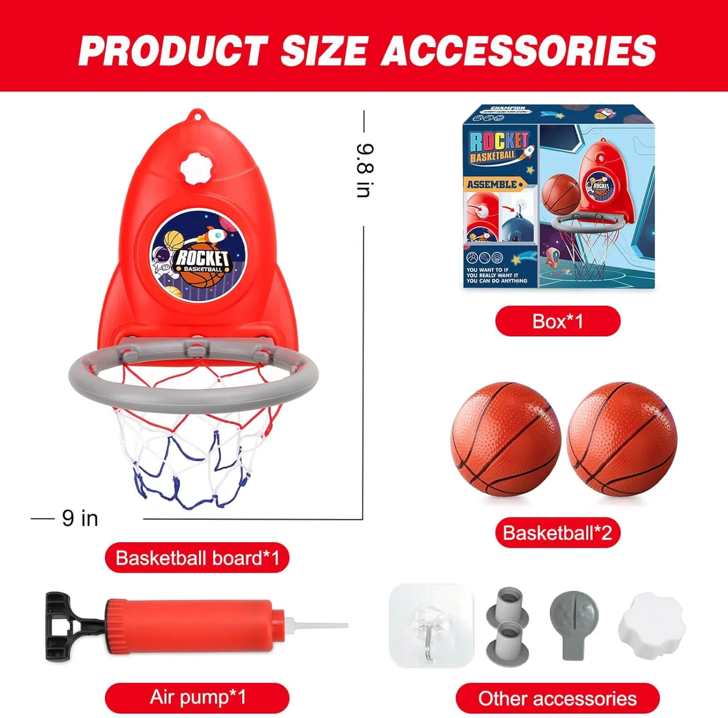 Basketball Hoop Indoor Toys for Kids 3 4 5 Boys: Toddler Basketball Hoop Indoor Wall Mount Basketball Hoop Suction Cup Basketball Hoop Toys for 3 Year Old Boy Gifts for 3-8 Year Old Boys, Red