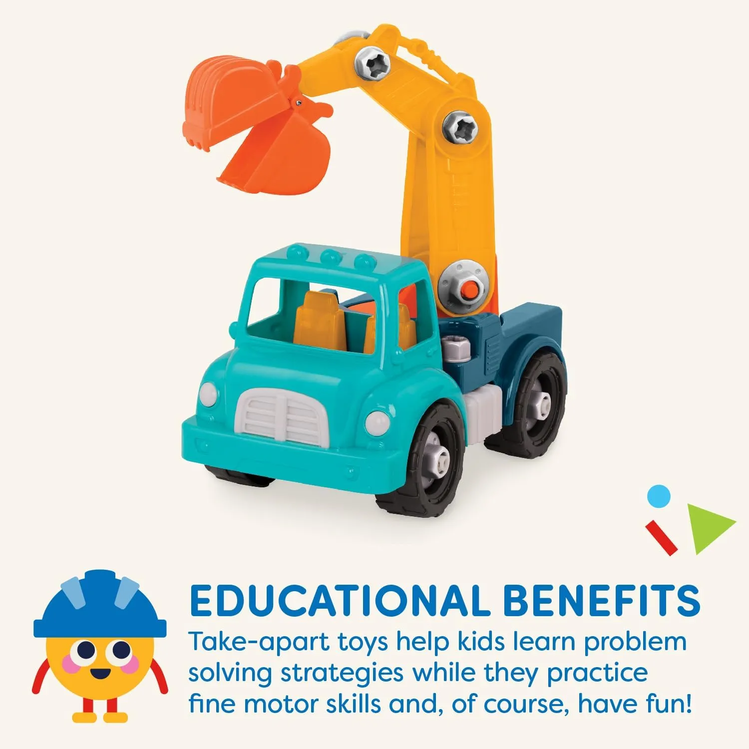 Battat – Classic Construction Toy – Pretend Play Tools – Toddler Trucks – Dexterity Building Toy – 3 Years   – Take-Apart Crane