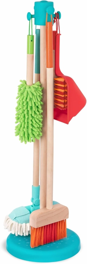 Battat- Kids Cleaning Set – Cleaning Toys For Toddlers, Children – Pretend Play Kit- Broom, Mop, Brush, Dustpan, Duster- Sweep n' Clean- 2 Years  