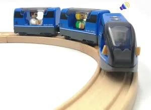 Battery Operated Train for Wooden Train Track Set Toys for Toddlers 3 4 5 Year Old Boys Kids Magnetic Couplings City Vehicle with Figures(Without Battery)