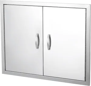 BBQ Access Door 31" W x 24" H, Double Outdoor Kitchen Door, Weatherproof Built in 304 Stainless Steel with Handle for Outside, Commercial, BBQ Island, Grilling Station, Outside Cabinet