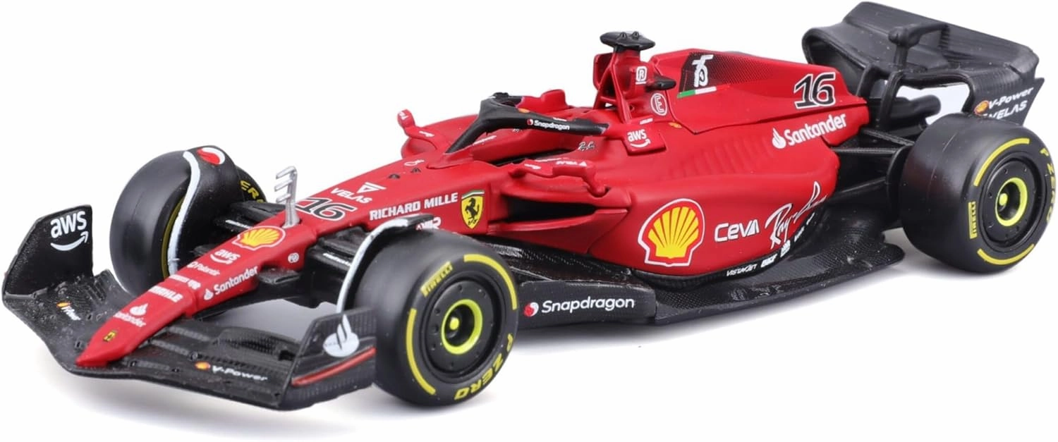 Bburago B18-36832L Formula 1 Ferrari (2022) F1-75 Leclerc 1:43 Scale Die-Cast Collectible Race Car, Assorted Colours