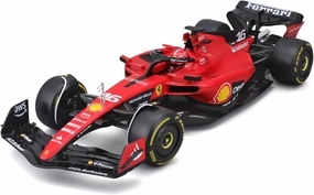 Bburago May Cheong B18-16812L Formula 1 Ferrari SF-23 Leclerc with Helmet 2023 Die Cast Car, Red