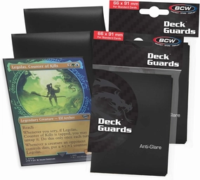 BCW Deck Guard - Double Matte Black Card Sleeves | Acid-Free, Archival-Safe, No PVC | Anti-Glare Matte Finish | Fits Standard 2½" x 3½" Game Cards | Durable Deck Protector Sleeves | 100 Ct