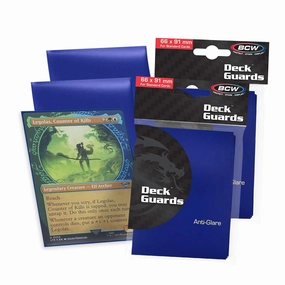 BCW Deck Guard - Double Matte Blue Card Sleeves | Acid-Free, Archival-Safe, No PVC | Anti-Glare Matte Finish | Fits Standard 2½" x 3½" Game Cards | Durable Deck Protector Sleeves | 100 Ct