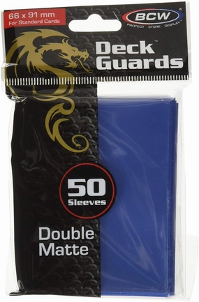 BCW Deck Guard - Double Matte Blue Card Sleeves | Acid-Free, Archival-Safe, No PVC | Anti-Glare Matte Finish | Fits Standard 2½" x 3½" Game Cards | Durable Deck Protector Sleeves | 1500 Ct