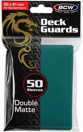 BCW Deck Guard - Double Matte Teal Card Sleeves | Acid-Free, Archival-Safe, No PVC | Anti-Glare Matte Finish | Fits Standard 2½" x 3½" Game Cards | Durable Deck Protector Sleeves | 50 Ct