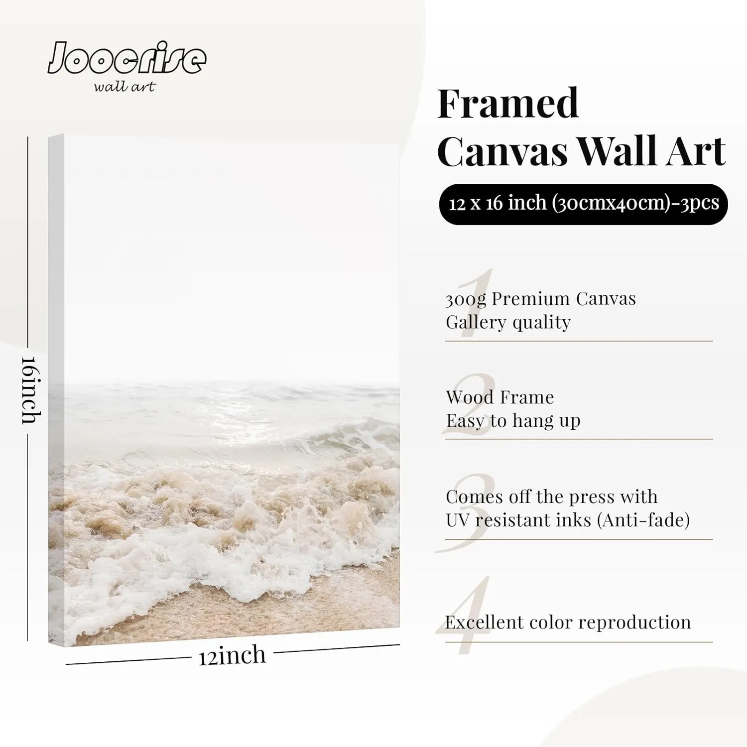 Beach Wall Art Boho Prints Coastal Canvas Wall Art Beach Pictures Pampas Grass Ocean Poster Plant Landscape Beach Scene Artwork for Living Room Bedroom Decor 12x16x3 Inch Wrapped Canvas