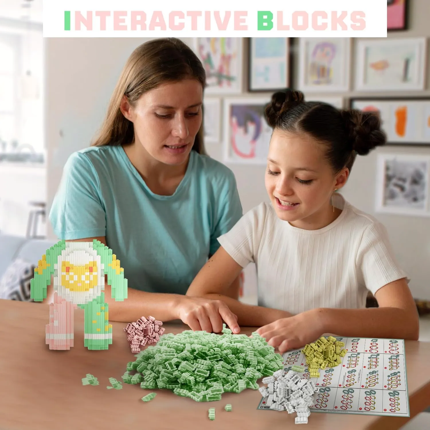Bear Building Blocks (2400PCS) | 500% Bear Display Model | Micro 3D Animal Building Blocks | Fluorescence Design | Holiday Gift for Adults & Kids | Idea for Home & Office Decor |3D instruction