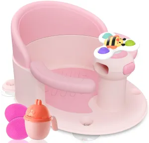 BEBELEH™ Baby Bath Seat for Babies 6 Months & Up - Safe Infant and Toddler Baby Bathtub Seat for Sitting Up - Baby Bath Tub Baby Tub Seat for Shower (Pink)