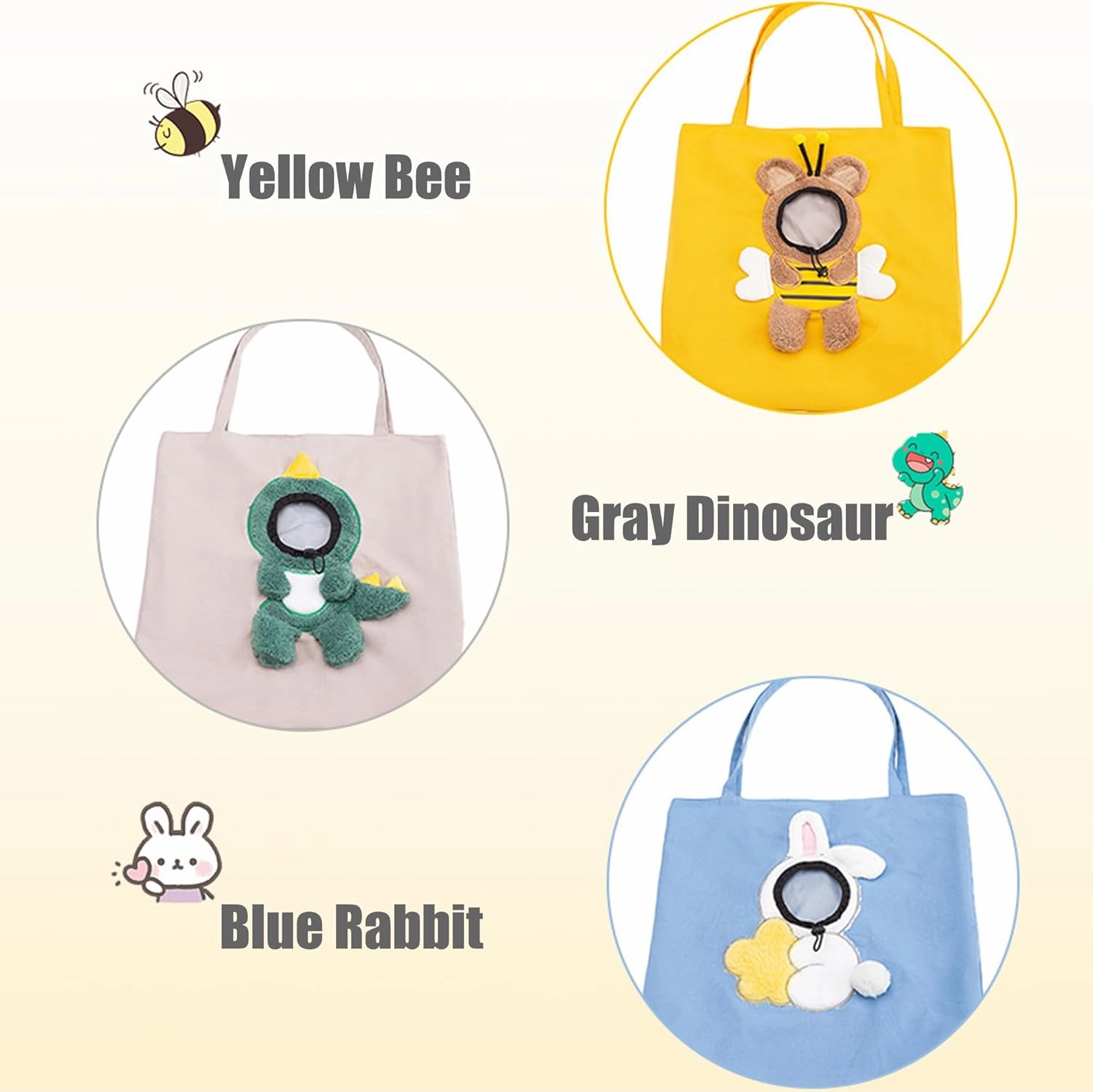Bee-Shaped Show Head Pet Canvas Shaped Shoulder Bag，Pet Out Bag, Outcrop, Pet Out Shoulder Bag. (Bee-Large)