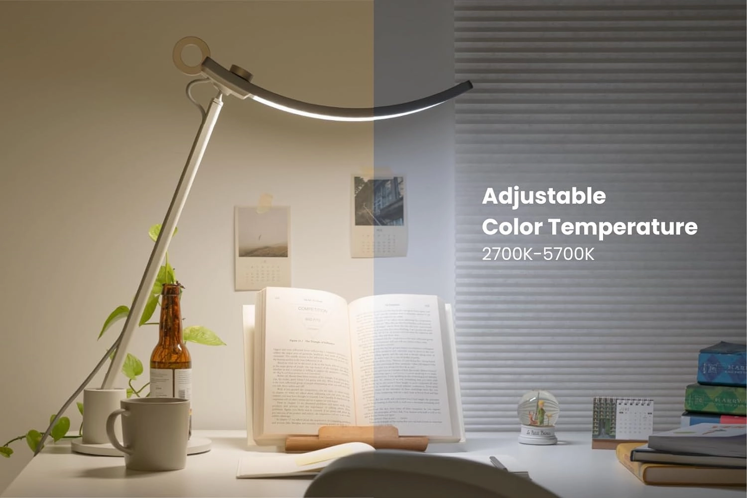 BenQ e-Reading Desk Lamp Genie | Eye-Caring for Home Office, Reading, Study, Craft | Ultrawide, Bright, Dimmable with 13 Color Modes | Adjustable Arm | Matte Silver