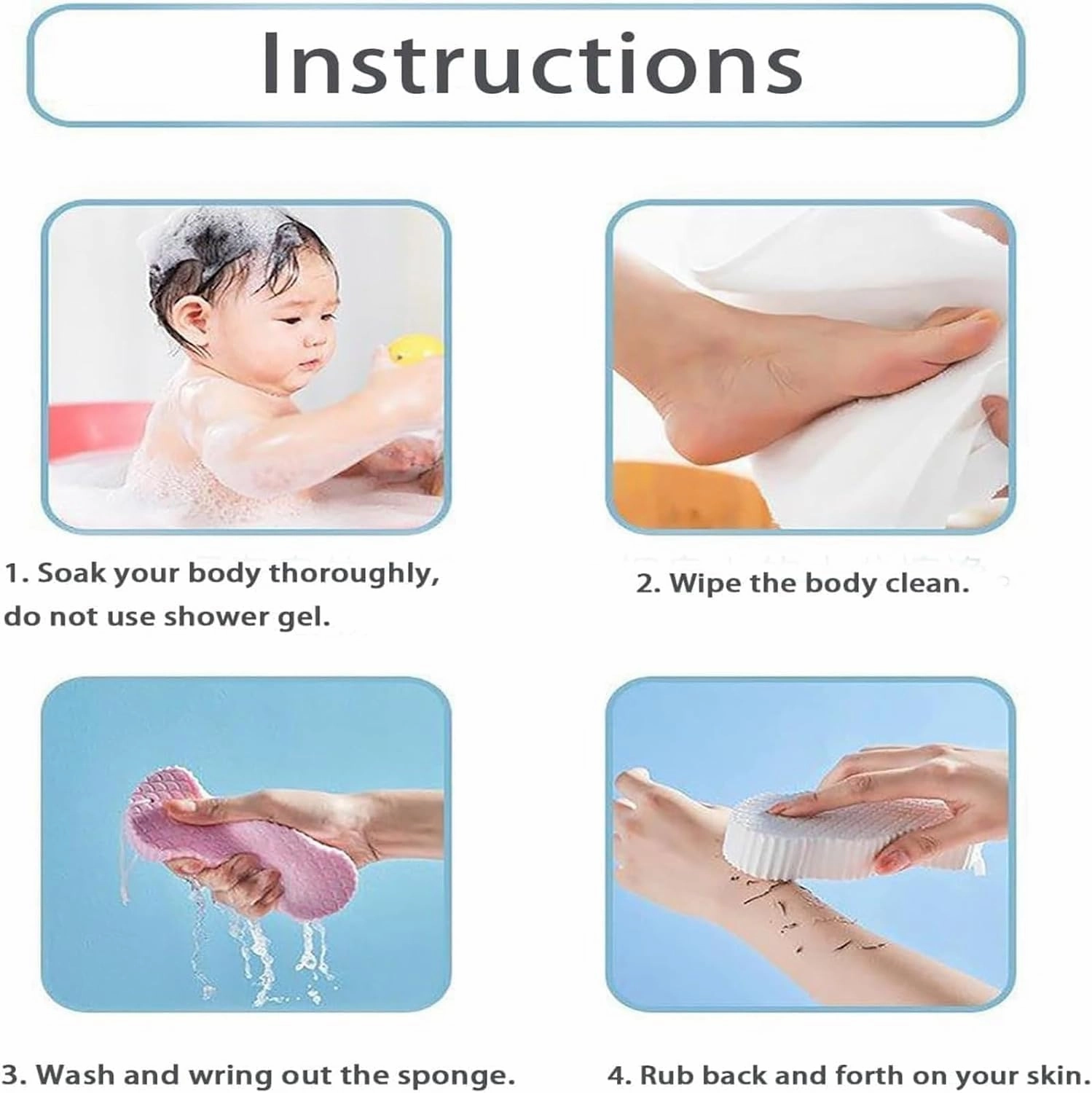 Berosly Skin Sponge, Radiant Skin Exfoliating Bath Sponge for Body, Super Soft Dead Skin Remover for Adults, Kids & Pregnant Women, Gentle Apparent Exfoliation for Smooth & Glowing Skin (Set A)