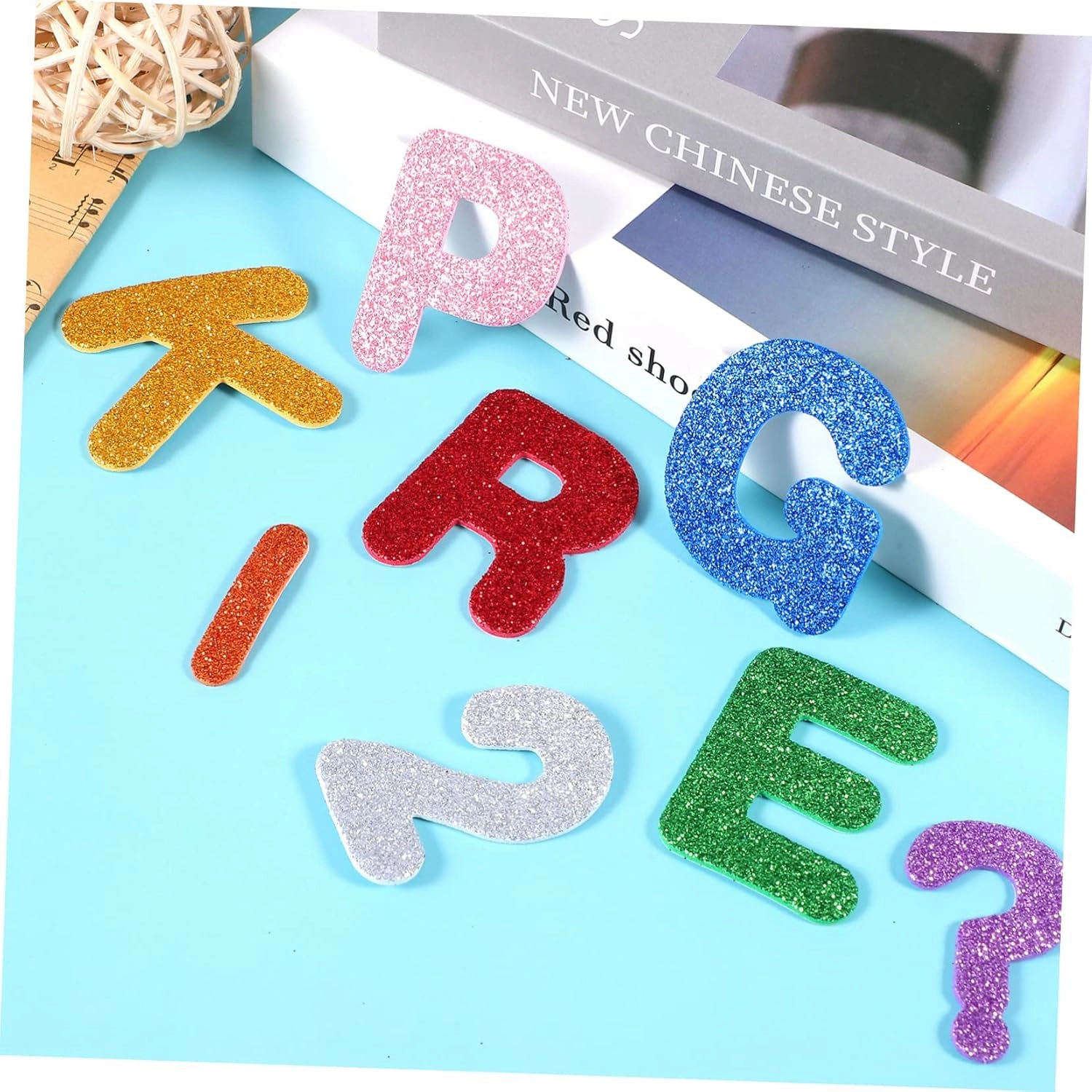 BESPORTBLE 2sets 296pcs Glitter Stickers Assorted Letters Numbers Animals Self Adhesive Crafting Stickers for Scrapbooking DIY Projects Safe Material for Creative Fun 296pcs*2